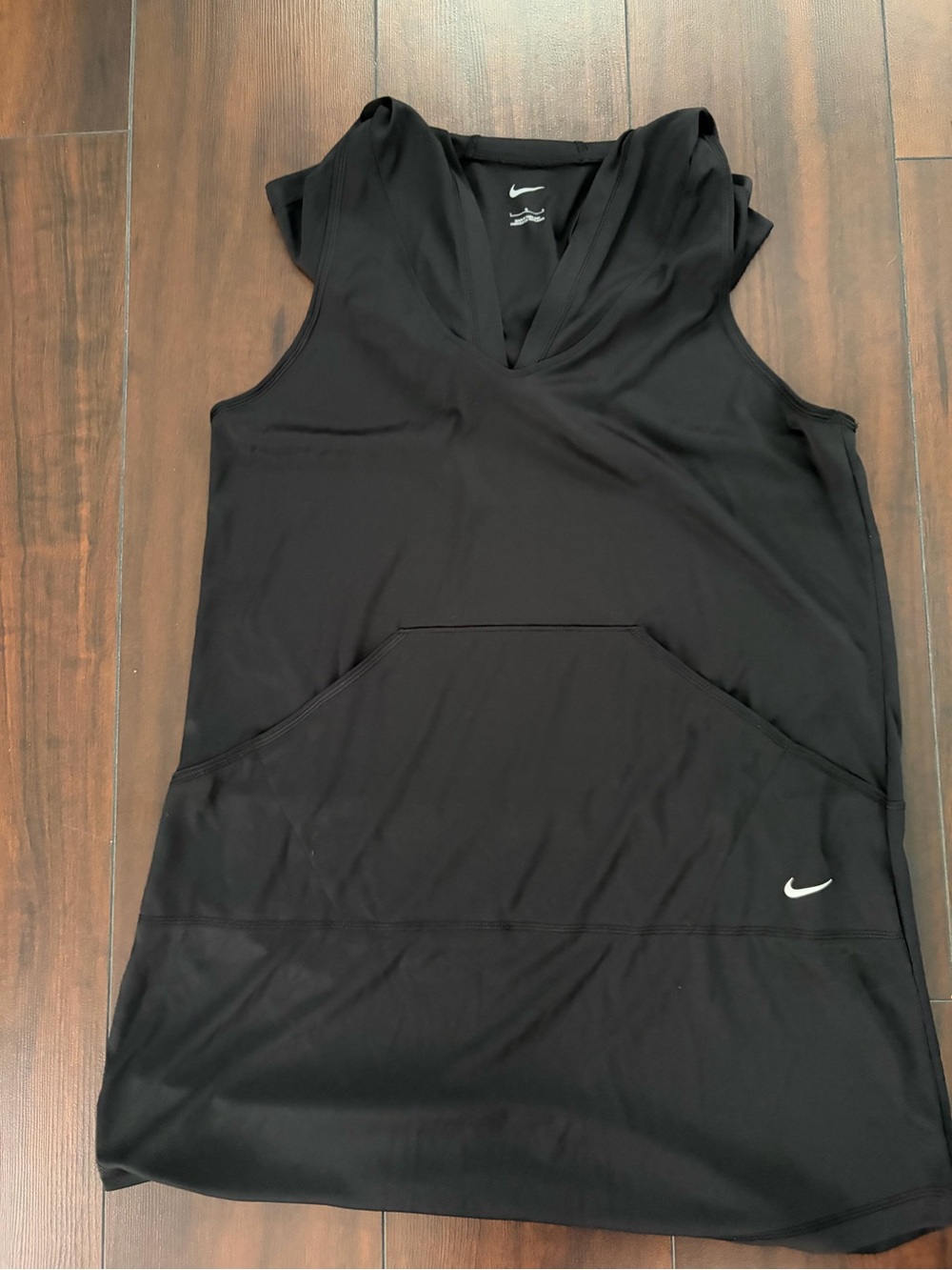 Nike Black Sleeveless Hooded Athletic Tunic with Kangaroo Pocket